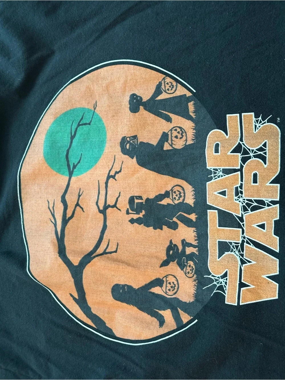 Star Wars Black Tee with Orange Moon and Teal Accent